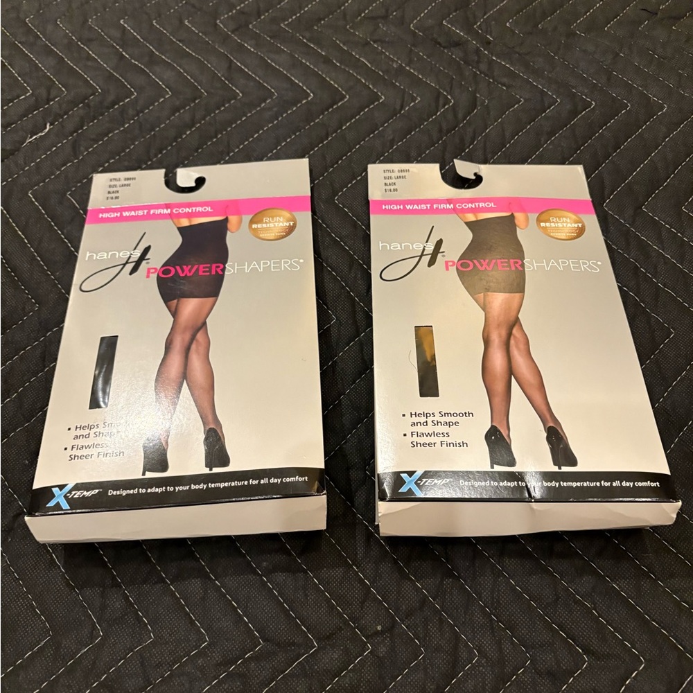 Hanes PowerShapers High Waist Control Pantyhose - Black